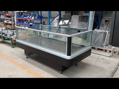 Ψυγείο θώρακα του σούπερ μάρκετ με γυάλινη πόρτα και υπερμεγάλο γυάλινο παράθυρο για προβολή