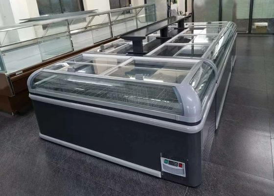 Γλιστρώντας ψυκτήρας επίδειξης υπεραγορών πορτών γυαλιού χαμηλός-ε (μπροστινή πλάτη)